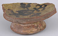 Fragment of a Bowl, Earthenware; incised decoration through a white slip and coloring under transparent glaze