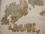 Textile Fragment with Addorsed Parrots and Griffins, Silk; lampas