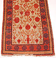 Carpet, Cotton (warp), wool (weft and pile); asymmetrically knotted pile