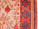 Carpet, Cotton (warp), wool (weft and pile); asymmetrically knotted pile