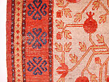 Carpet, Cotton (warp), wool (weft and pile); asymmetrically knotted pile