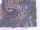 Textile Fragment, Silk and metal wrapped yarns; compound weaveSatin and twill interconnected