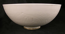 Bowl with Incised Lotus Flowers, Stonepaste; incised under transparent glaze (Gombroon ware)