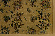 Textile Fragment with Flowers, Birds and Butterflies, Silk, metal wrapped thread; cut and voided velvet