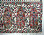Shawl, Wool, silk; twill weave and double interlocking twill tapestry weave