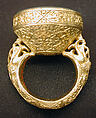 Seal Ring with Inscription, Gold, cast and chased; nephrite, carved