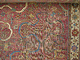 Carpet, Cotton (warp and weft), wool (pile); asymmetrically knotted pile 