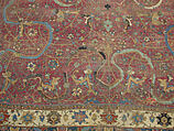 Carpet, Cotton (warp and weft), wool (pile); asymmetrically knotted pile 
