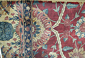 Fragments of a Carpet with Lattice and Blossom Pattern, Silk (warp and weft), pashmina wool (pile); asymmetrically knotted pile