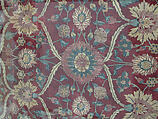 Fragments of a Carpet with Lattice and Blossom Pattern, Silk (warp and weft), pashmina wool (pile); asymmetrically knotted pile