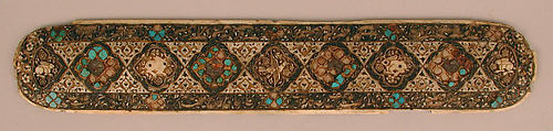 Cover of a Pen Box, Ivory; carved and inlaid with jewels