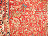 Carpet with Palm Trees, Ibexes, and Birds, Cotton (warp and weft), wool (pile); asymmetrically knotted pile