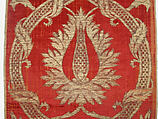 Panel, Silk, metal wrapped thread; cut and voided velvet, brocaded