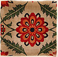 Fragment of a White-Ground Velvet Carpet, Silk, linen; cut velvet