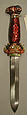 Jeweled and Enameled Ram's Head Dagger, Hilt: Gold, enameled and set with precious stones; kundan technique
Blade: steel