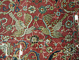 Fragment of a Carpet with Cartouche Border, Silk (warp and weft), wool (pile); asymmetrically knotted pile