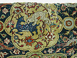 Fragment of a Carpet with Cartouche Border, Silk (warp and weft), wool (pile); asymmetrically knotted pile