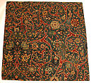 Blue-ground Carpet Fragment with Scrolling Floral Vines, Cotton (warp), wool (weft and pile); asymmetrically knotted pile