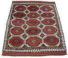 Carpet with Repeating Medallion Pattern on Red Background, Wool; (warp, weft, and pile); symmetrically knotted pile