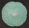 Turquoise Bowl with Carved Rim, Stonepaste; monochrome glazed