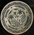 Dish, Stonepaste; painted in blue under transparent glaze