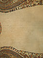 Shawl, Wool; plain weave, appliquéd with embroidered panels