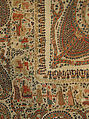 Shawl, Wool; plain weave, appliquéd with embroidered panels