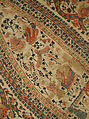 Shawl, Wool; plain weave, appliquéd with embroidered panels