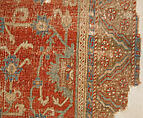 Carpet with Chintimani Border and Lotus Design, Animal hair (warp and weft), wool (pile); asymmetrically knotted pile