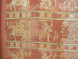 Part of a Hanging or Curtain, Silk; satin weave with weft-patterned and warp-patterned stripes