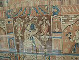 Kalamkari Hanging with Figures in an Architectural Setting, Cotton; plain weave, mordant-painted and dyed, resist-dyed