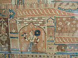 Kalamkari Hanging with Figures in an Architectural Setting, Cotton; plain weave, mordant-painted and dyed, resist-dyed