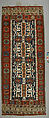 Carpet, Wool, cotton, and silver mtal wrapped thread