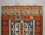 Carpet, Wool, cotton, and silver mtal wrapped thread