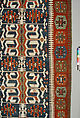 Carpet, Wool, cotton, and silver mtal wrapped thread