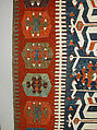 Carpet, Wool, cotton, and silver mtal wrapped thread