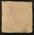 Green Tile with Star Design, Earthenware; molded decoration, monochrome glazed