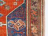 Tribal Carpet with Medallion Design, Wool (warp, weft and pile); symmetrically knotted pile