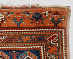 Tribal Carpet with Medallion Design, Wool (warp, weft and pile); symmetrically knotted pile
