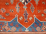 Tribal Carpet with Medallion Design, Wool (warp, weft and pile); symmetrically knotted pile