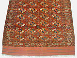 Tekke Main Carpet, Wool (warp), wool (weft and pile); asymmetrically knotted pile