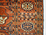 Tekke Main Carpet, Wool (warp), wool (weft and pile); asymmetrically knotted pile