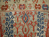 Carpet, Wool (warp and weft), metal wrapped thread; tapestry-woven