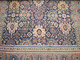 Blue-ground Harshang Carpet, Cotton (warp and weft), wool (pile); symmetrically knotted pile