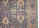 Blue-ground Harshang Carpet, Cotton (warp and weft), wool (pile); symmetrically knotted pile