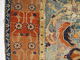 Carpet, Cotton (warp and weft), wool (pile); asymmetrically knotted pile