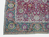Carpet, Cotton (warp and weft), wool (pile); asymmetrically knotted pile