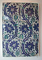 Tile Panel with Wavy-vine Design, Stonepaste; polychrome painted under transparent glaze