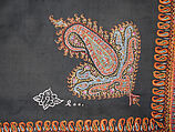 Shawl, Wool, silk; embroidered