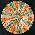 Plate, Earthenware; white slip, incised and glazed
